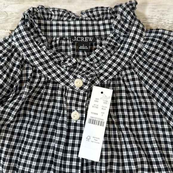 NWT J Crew Checked Balloon Sleeve Button Down - Picture 4 of 5